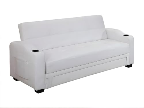 Vente-unique - Canapé Convertible clic clac en Simili Mirella - Blanc - 3 Places
