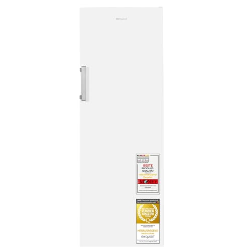 Exquisit Gefrierschrank | 204 l Nutzinhalt, Energieklasse E, 222 kWh/Jahr, 39 dB, 4-Sternefach, No Frost Gefrieren, Schnellgefrieren, digitale Temperaturanzeige | GS5271-NF-H-040E weiss