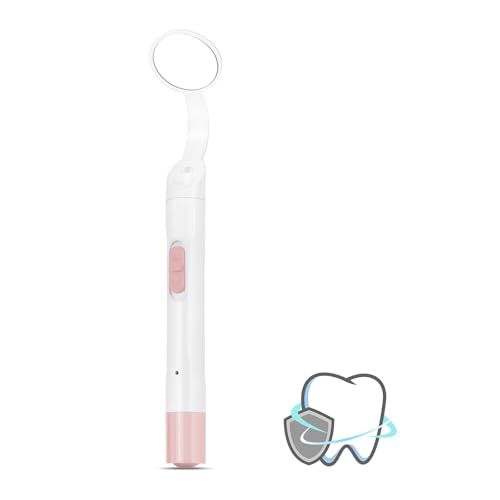 InhwRior Rechargeable LED Dental Mirror with USB Charging Function, Anti-Fog Mirror Surface, White & Yellow Dual Lighting, Detachable Design for Easy Cleaning(Pink)