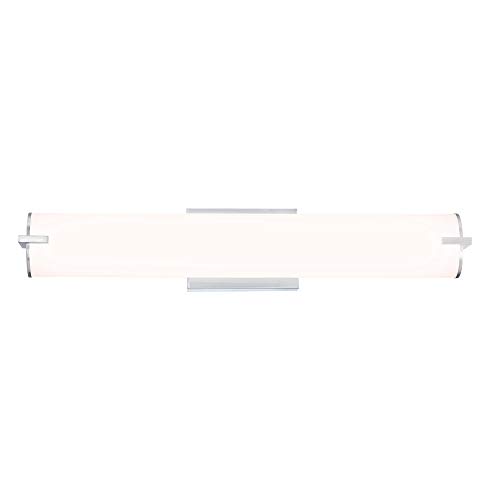 Image of Westinghouse Lighting 6112100 Ashwin Transitional One-Light, 25 Watt Dimmable LED Indoor Wall Fixture with Color Temperature Selection, Brushed Nickel Finish, White Frosted Shade - 25 inch