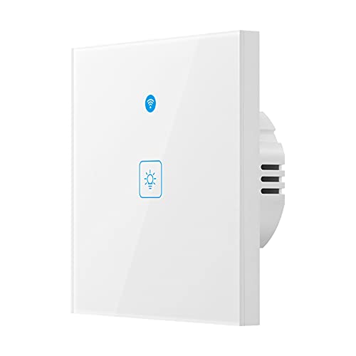 Woolley Alexa Smart Touch Lichtschalter Wlan Smart Lichtschalter WiFi Smart Wall Switch App Fernbedienungs Sprachsteuerung (Kompatibel mit Alexa und Google Home)/ Smart Timing -1 Bande, Weiß