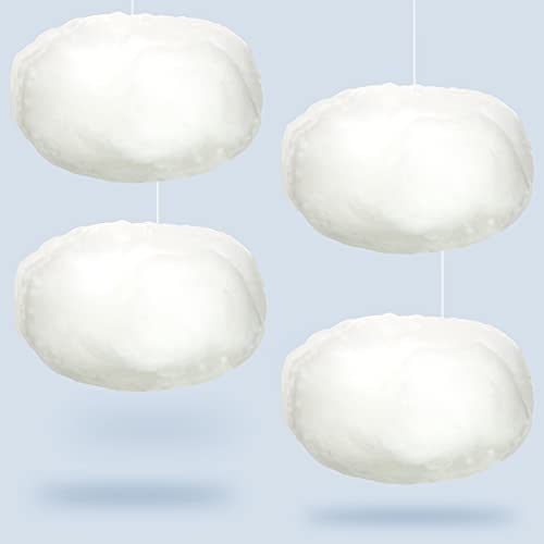 Artificial Cloud Props Imitation 3D Cloud for Ceiling Hanging Fake Cloud Cloud Shape Wedding Ornament Room Decor Art Stage DIY Party Decorations (9.8 x 7.8 x 7.8 Inches,4 Pieces)