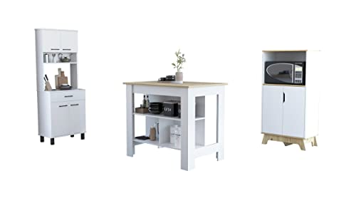 Conjunto Linea Z Cocina, Auxiliar/Microondas + Alacena/Buffet + Isla Cover