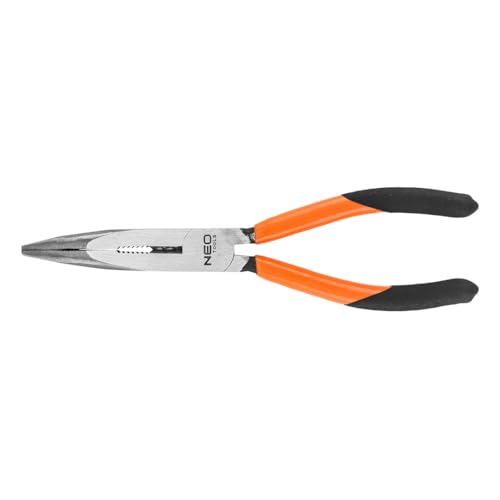 NEO TOOLS Pince pointue courbée – Fabriqué en acier au carbone CS avec poignée mince PVC – Pour saisir, manipuler et former des fils en toute sécurité dans l'électronique et la mécanique de précision