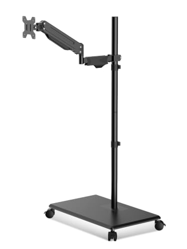 Soporte móvil para escritorio suptek con soporte para monitor hasta de 32", carrito informático sobre ruedas, brazos para monitor y soporte para CPU miniatura 1