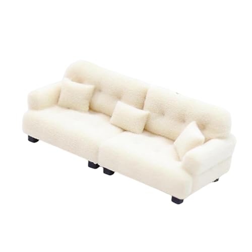 Canapé miniature pour maison de poupée moderne, canapé réaliste avec oreiller, modèle de scène de vie, décoration jouet - 1 30 Beige