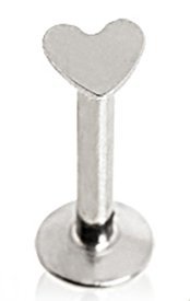 16g Surgical Steel - Gold-Black Internally Threaded Cartilage Earring Stud Body Jewelry Piercing with 3mm Heart 16 Gauge 1/4" 7z Acc