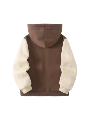 Image of Kids Boys Zip-Up Hooded Sherpa Lined Jacket Fleece Sweatshirts Coat