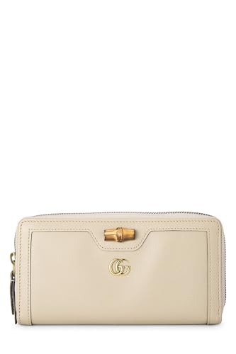 Pre-Loved Beige Leather Bamboo Zip Around Wallet, Beige