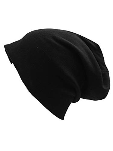 Century Star Unisex Baggy Lightweight Hip-Hop Soft Cotton Slouchy Stretch Beanie Hat Black