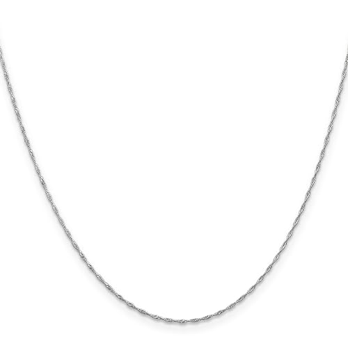 IceCarats 14K Solid White Gold 1mm Singapore Chain Necklace