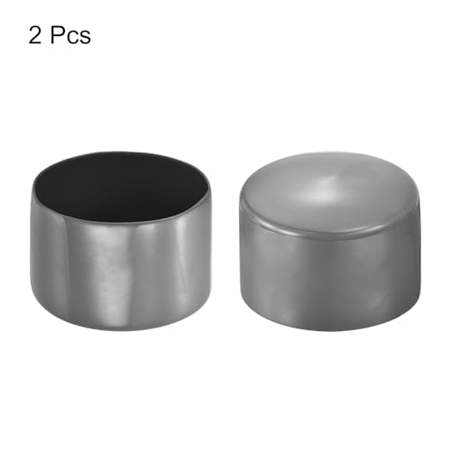 Image of uxcell 2pcs Rubber End Caps 80mm ID Vinyl Round Tube Bolt Cap Cover Screw Thread Protectors Dark Grey, 50mm Height