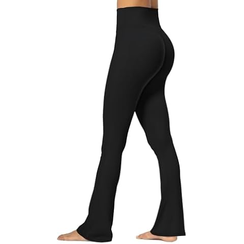 Sunzel Sunzfly No Front Seam Mini Flare Leggings for Women, Invisible Butt Scrunch Flared Yoga Pants with Tummy Control 32" Black Small Cover