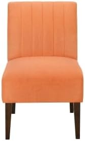 Miniatura 9 de Silla decorativa elegante y cómoda, silla auxiliar tapizada de tela naranja, moderna silla pequeña sin brazos, patas de madera, asientos de felpa,