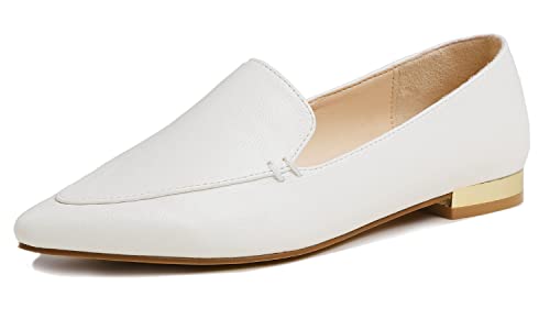 Image of FEVERSOLE Women's Loafer Flat Pointed Deco Low Heel Fashion Slip On Dress Driving Office Shoes