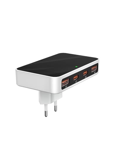 Cargador rápido USB C para portátil en escritorios ordenados y viajes de negocios