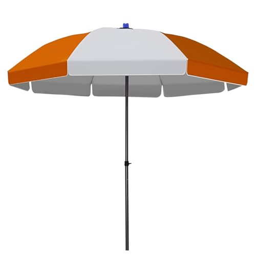 ZIHQRgE Parasol de Plage Orange et Blanc 240cm ，Hauteur Réglable Ombrelle de Marché, Ombrelle Ronde for Balcon, Jardin et Étalage