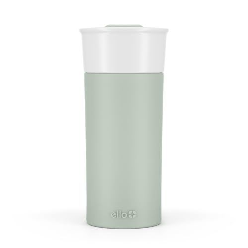Ello Ogden 16oz Ceramic Travel Mug with Splash-Resistant Slider Lid and Protective Silicone Sleeve,...