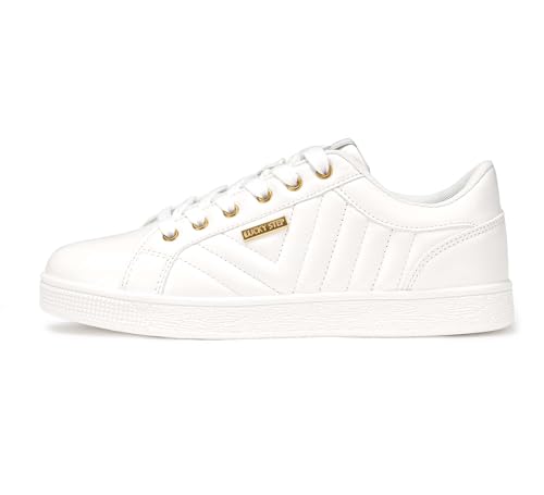 LUCKY STEP Glitter Shoes Sparkly Bling Shiny Bedazzled Lace up Fashion Sneakers for Women