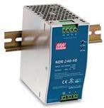 Mean Well NDR-240-24 DIN Rail Power Supply 1-Output 240W 24V 10A, Enclosed Free air, PFC, Adj Output, Input: 90~264 VAC, 127~370 VDC