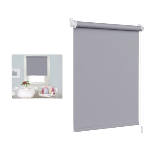Estores Enrollables Opacos | con Tejido 100% Poliéster | Efecto Blackout | Oscurecimiento Total y Privacidad para Salón, Dormitorio, Baño y Oficina |180x80 cm (Gris, 180cm-80cm)