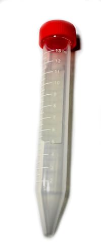 EISCO Polypropylene Conical Centrifuge Tubes, 15 ml -Pack of 50-1ml Clear Graduations, Non-Erasable Labeling Area