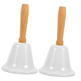 Homoyoyo 2 Piezas Campana de Mano Metálica Blanca para Servicio y Llamada Restaurante Bar Hotel y Aula de Decoración Navideña y Herramienta Práctica para Oficina y Hogar