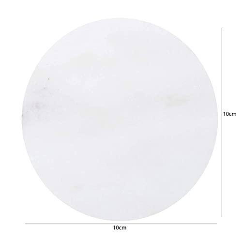 Round White Marble Coasters Set of 4 with Stand - Bar Wine Coasters for Table - Set of 4 Vintage Handmade Marble Stone Coaster Set with Holder (Round Shape) (Rose Gold Stand)