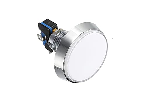 SANYOM Pulsante di Gioco Rotondo 12V 1NO 60mm Interruttore a Pulsante Illuminato a LED con prurito for Videogiochi Tono Argento Confezione da 5