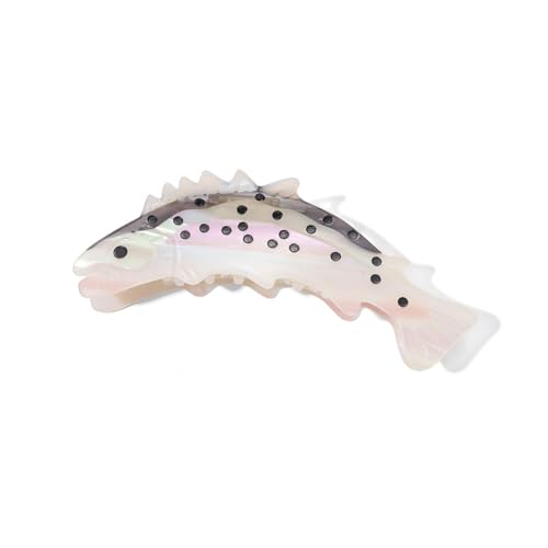 Fish-Shaped Hair Claw Clip, Pearlescent White with Dotted Design Hair Accessory for Women Girls Gift, Shark Tooth Grip, 5 Inch
