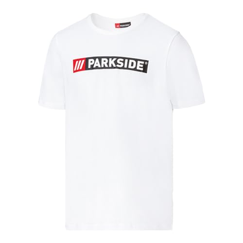 Camiseta Parkside para hombre | Camiseta oficial de Lidl Tool Brand Parkside | Camisa ajustada de cuello redondo | Luce y siéntete como Arnold Schwarzenegger, blanco, M