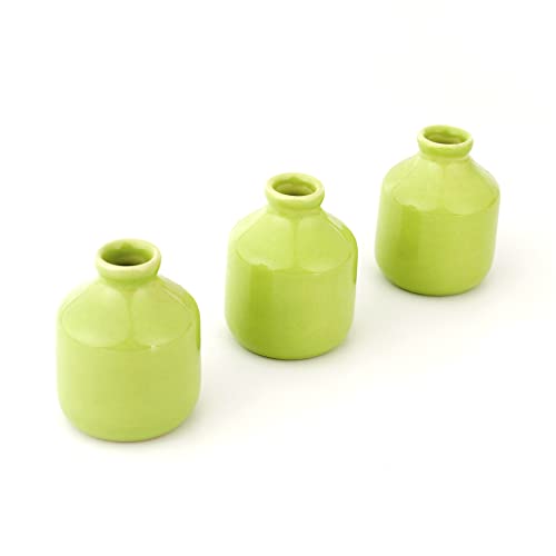 Small Ceramic Vase Set Of 3 Vases For Flowers,Modern Floral Bud Vase Living Room Decor,Boho Vases Bathroom Decor,Table Decor,Home Decoration Cute Flower Vase - Light Green #TOP1