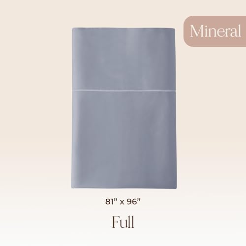 Image of Certified Organic Full Flat Sheet Only - 100% Organic Cotton Top Sheet with Luxurious Soft and Breathable 300 Thread Count Sateen Weave Finish - GOTS & Fairtrade Certified (Mineral, Full)