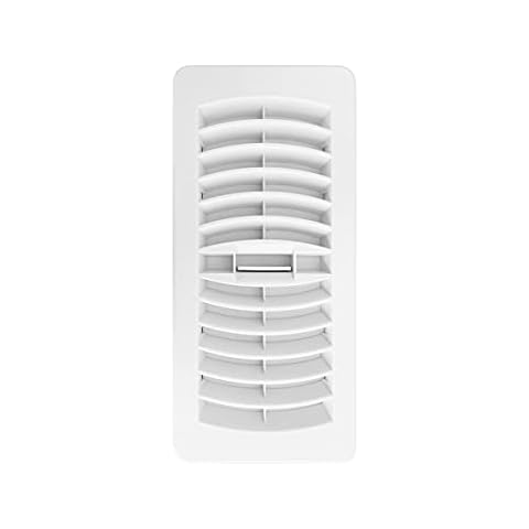 Tech Drive Decorative Floor Register for Floor, Wall and Ceiling Registers, 4 Inch x 10 Inch Vent Covers for HVAC Exhaust Ventilation and Home Decor, Easy Adjust air Supply Lever, White Plastic Cover