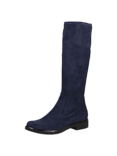 CAPRICE Bottes hautes femme sans talon Hauteur genou Vegan, Bleu (Ocean Stretch), 40 EU