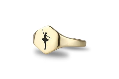 Bague ballet hexagone or au motif ballerine pour le quotidien