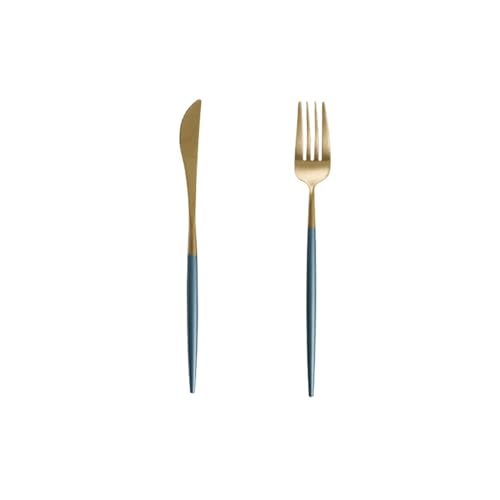 Cuchillo y tenedor acero inox elegante diseño redondo