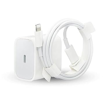 Image of Original 20W Super Fast Charger with Cable Lighting Compatible for iPhone 14|14 Plus|13|iPhone 13 Pro|iPhone 12|12Pro|13Pro Max|12 Mini (Adapter and Cable White) Mobile Charger (DEC123)