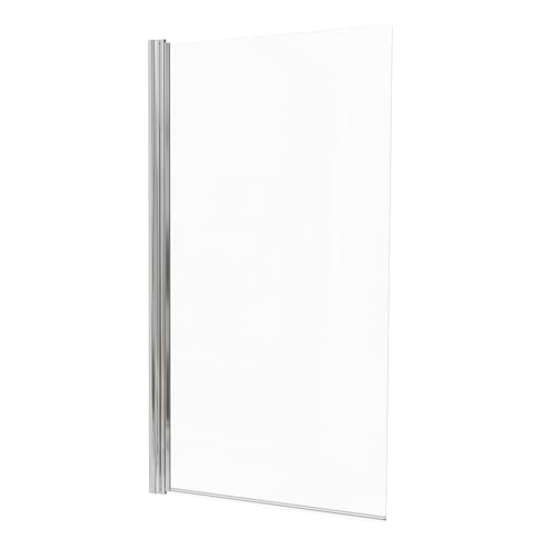 KINEDO - Paroi Baignoire Pivotante Supra Samoa - Verre de Sécurité 5 mm + Profilé Aluminium - Pivote à 180° - L.75 x H.140 cm - Transparent + Profilé Chromé