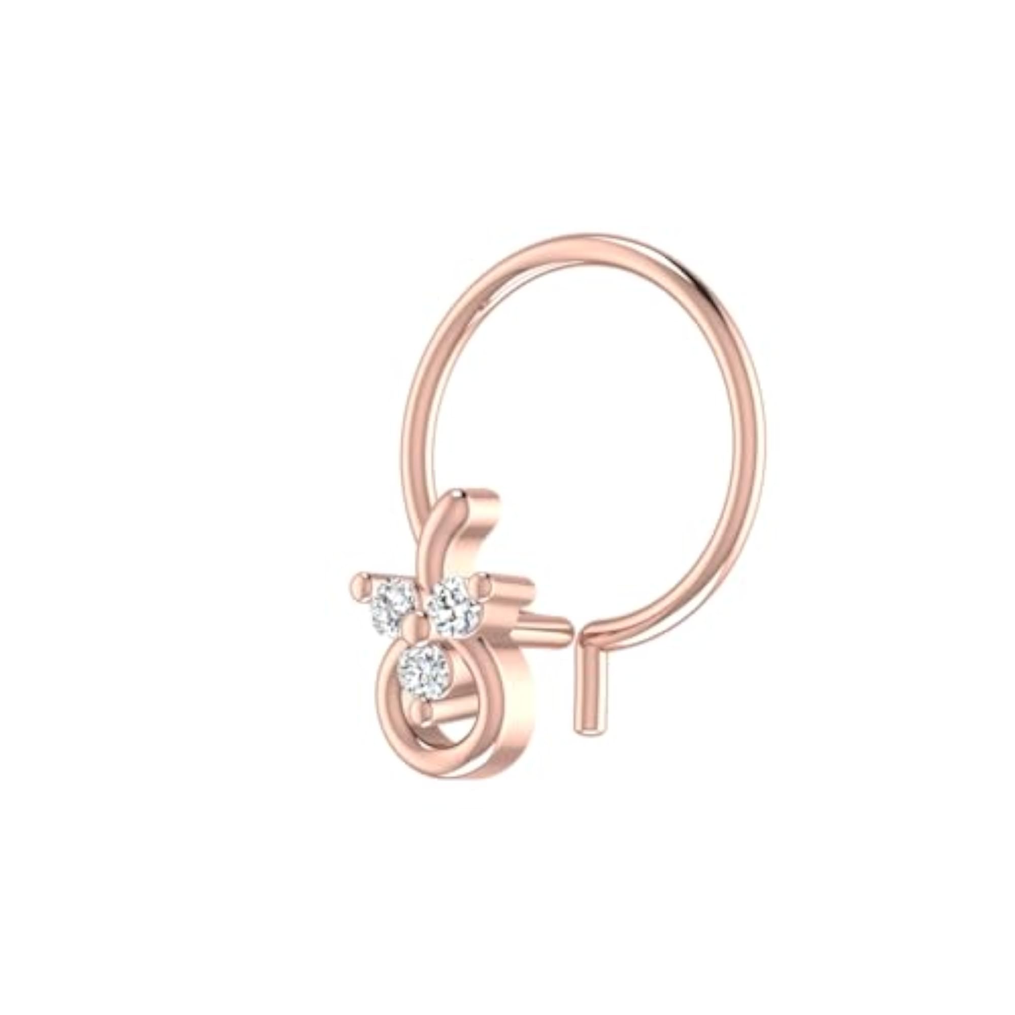 9K BIS Hallmarked Rose Gold Stud Nosering