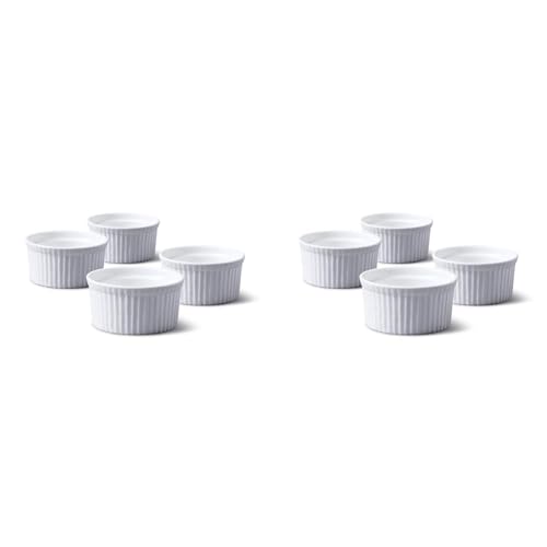 WM Bartleet & Sons 1750 TSET40 Set of 4 Traditional Porcelain Ramekins 8.5cm Diameter– White (Pack of 2)