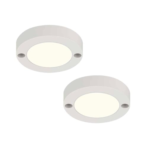 Image of Panasonic 3W LED Mini Modular Surface Downlighter Polycarbonate, 3W Round LED Cabinet Light, 2kV Surge Protection, Life 15000 BH, Mini Cabinet Light, Warm White 3000K (PDLM28033R1-2)