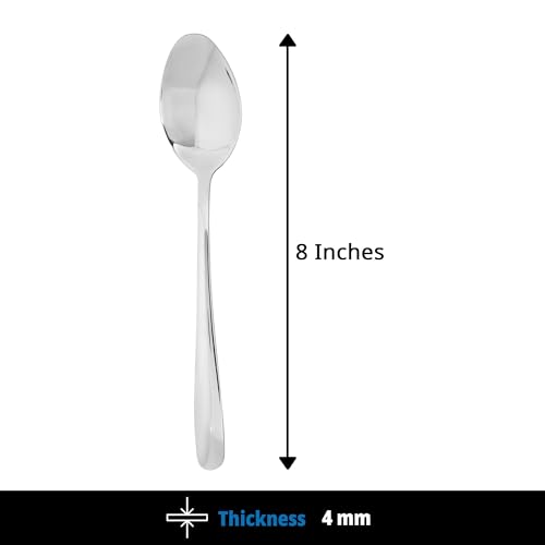 Image of Culinex 18 /8 Premium Stainless Steel 8.2 inch Serving Spoon Set of 2, Dora| All Purpose Kitchen Serving Spoon, Silver Rustproof Dishwasher Safe Serveware, Tableware By thinKitchen