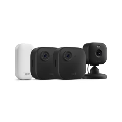 Blink Outdoor 4 + Mini 2 &ndash; Wireless smart security camera, two-year battery life, 1080p HD day and...