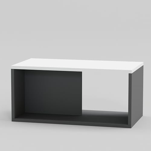 Image of Modern Coffee Table, Grey & White, 90x50x45cm