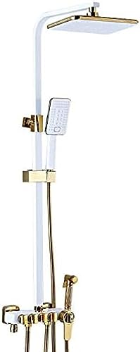 Robinet de Douche en Or Blanc Luxe avec Colonne de Pluie Fine et Douchette