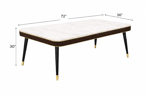 Image of WOODEN SPACE 6-Seater Wooden Dining Table Set | Nano Composite Marble Top | Solid Wood Base | Modern Dining Room Furniture with 6 Chairs (Black Grand Aura)