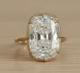 Elegant 4Ct Cushion Cut Solitaire Diamond Ring, 14K Gold Plated Large Cushion Diamond Engagement Ring, Statement Wedding Gift,Size 3-14.