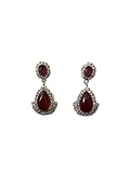 Roxi White Gold Plated Red And Clear Oval And Teardrop CZ Stud Dangle Earrings Unique Statement Lightweight Jewelry Delicate Design For Women