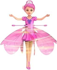 Little Flying Fairy Levitation Girl Dancing Sensory Toy - Cute Gesture Sensing Toy for Children- Inductive Aircraft with Sensors - Mini Flying Toy Helicopter-Pink